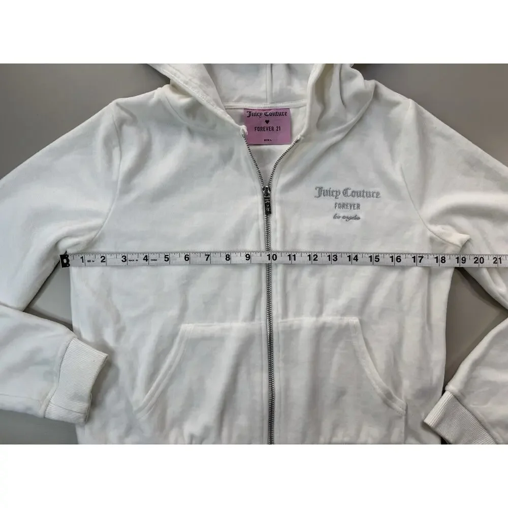 Juicy Couture Womens Zip Up Size L Forever 21 Velour Track Y2K Rhinestone Bling - Picture 6 of 15
